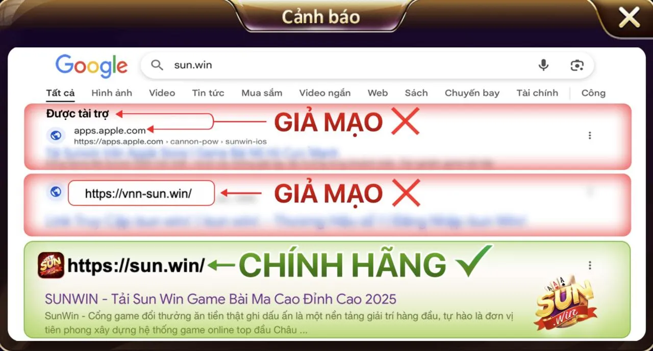 Dấu hiệu nhận biết trang Sunwin giả mạo